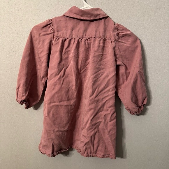 Zara Kids Girls Dusty Rose Pink Lyocell Long Sleeve Button Front Dress Size 5-6 - Picture 4 of 5